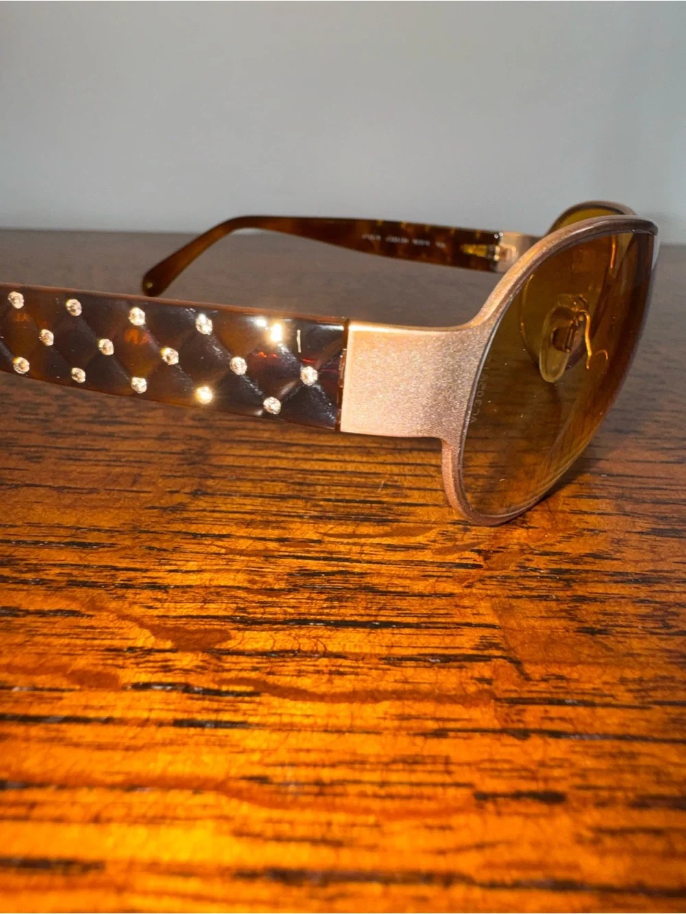CHANEL Vintage Metal Frame Sunglasses with Orange Tinted Lenses
